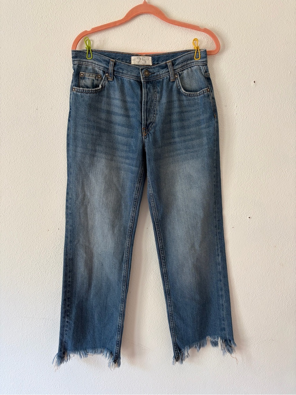 Women’s Blue Washed Straight-Leg Jeans We the free